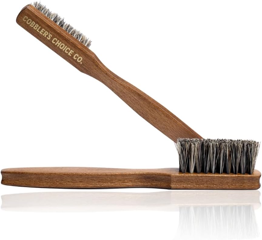 Cobbler’s Choice Co. Leather Care Kit with Horsehair Shoe Brush, Dauber Brush, Welt Brush, Microfiber Cloth - Brown
