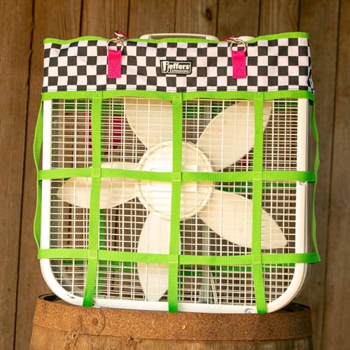 Jeffers Expression Box Fan Bag for Horse Stalls 20x20 Fan - Durable Nylon Fan Cover Snap Strap Hangers Portable & Easy Storage Barn Trailer Outdoor Riding Events or Home Use - Skater Cowgirl