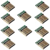 Oiyagai 10-Pack Gold-Plated HDMI A Type Male Connectors with PCB Board, 19-Pin Solder Terminals, 1.6 Version for TV, PC, Monitor, Projector, Laptop DIY Repair