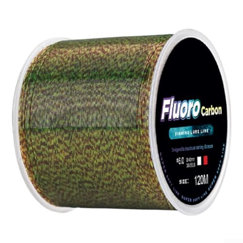 Línea de señuelo de pesca de fluorocarbono de 120 m que ofrece un gran rendimiento en diversos entornos (2,5 puntos verdes café)