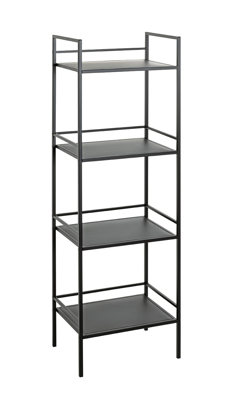 HAKU Estante Negro, Metal, Metal - Dim.: AN 40 cm x AL 128 cm x P 30 cm, Estilo: Moderno