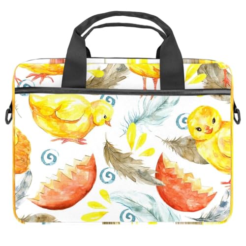 Sac ordinateur portable 13-14.5" aquarelle plumes de poulet et coquille d'œuf