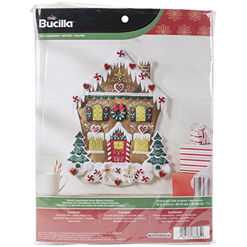 Bucilla Felt Applique Advent Calendar Kit, 18 by 25-Inch, Nordic Gingerbread House
