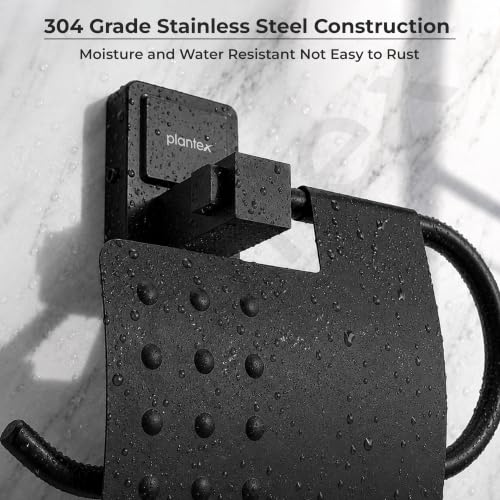 Image of Plantex 304 Garde Stainless Steel Toilet Paper Roll Holder /Toilet Paper Holder in Bathroom /Kitchen /Bathroom Accessories - Darcy (Black)