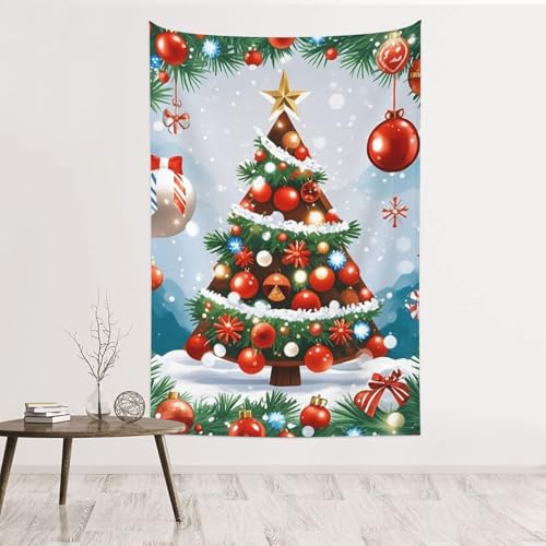 Tapisserie murale arbre de Noël rouge grand format pour chambre et salon