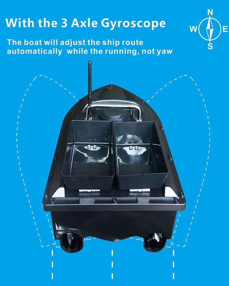 Barca da pesca RC con GPS, doppio magazzino, crociera automatica, luce LED, Fish Finder, batteria 12000mAh per una caccia efficace ai pesci