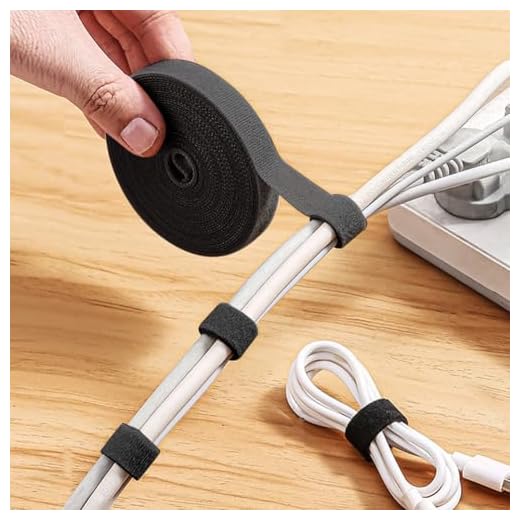 Adjustable Cable Ties, Reusable Hook-and-loop Fastener Ties for Cable Organization, Wire Management, and Wire Storage (Black)