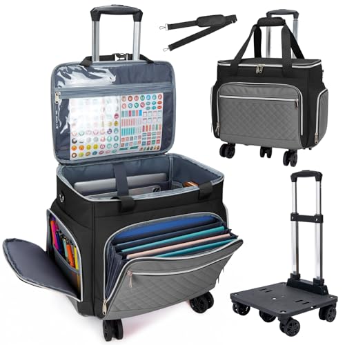 2025 Rolling Teacher Tote Bag with Accordion File Organizer