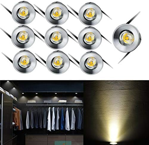 10 Pcs Small Mini Recessed Ceiling Lights, 1W LED Small Spot Lamp Ceiling Light with Transformer Flush Mount LED Recessed Ceiling Lights Downlights for Living Room Cabinet etc (Warm White)