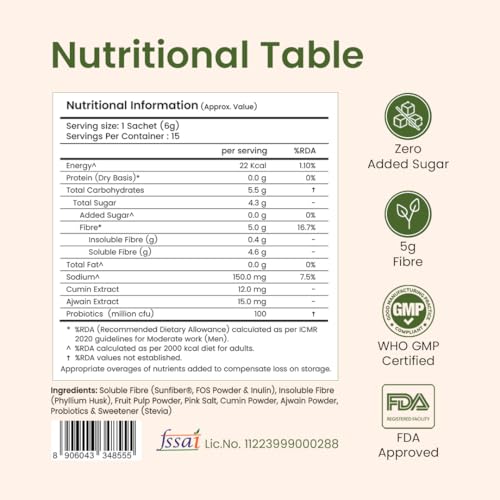 Image of Supply6 Fibre+ Digestive Support & Debloat Health Powder | Prebiotic & Soluble Fiber Supplement, Gut Health & Bloating Relief | No Added Sugar, Non-GMO Sachets (Orange Burst, 15 Servings)