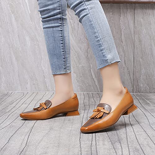 Image of Mona flying Women's Leather Square Toe Penny Loafer Slip on Office Flats