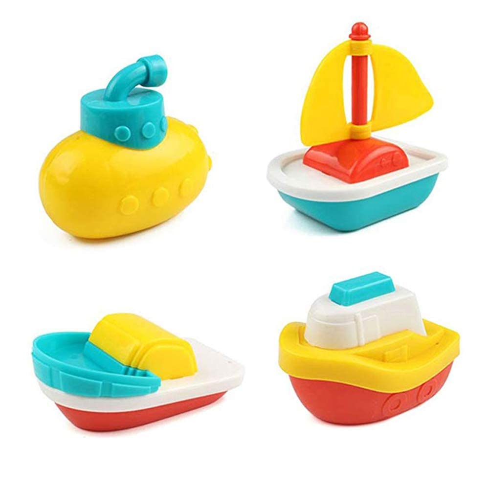 MAKINGTECBath Toys, 4 Pcs Floating Boat Plastic Ship Model, Colorful Pool, Summer Water Toys, Bath Tub Toys for Toddlers Kids Boys Girls, Bathtub Ship Toy for Bathroom Shower Game Swimming Pool Party
