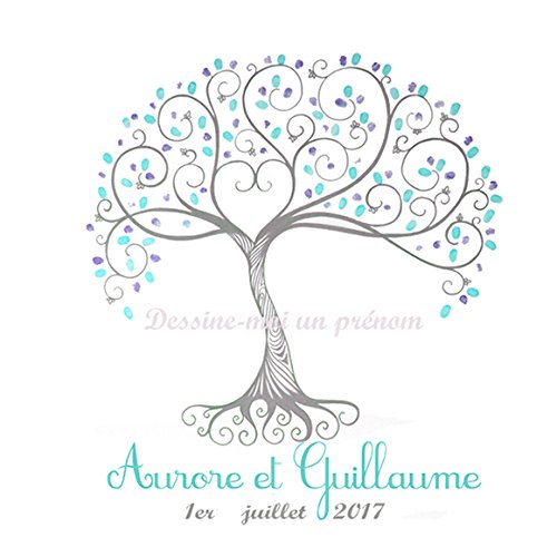 Tableau arbre de vie pour empreintes de mariage et livre d'or original de 30x30 cm