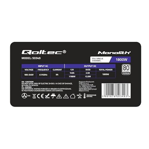 QOLTEC 50349 PCI-E 1800W Power Supply 80 Plus Platinum Game Miner - Alimentatore - Immagine 6