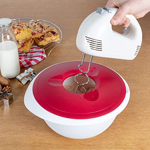 Foto von Westmark Rühr-/Backschüssel mit zweigeteiltem Deckel, 2,5 l, Mit Ausgießer, Kunststoff, Weiß/Rot, 3153227R