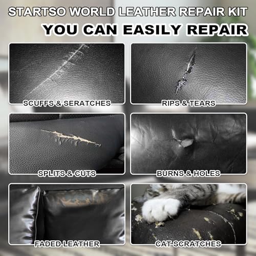 Black Leather Repair Kit, Vinyl Repair kit for Car Interiors, Furniture, Couches, Car Seat, Sofa, Jacket and Purse, Restores Faux, Artificial, Genuine Pleather - Image 6