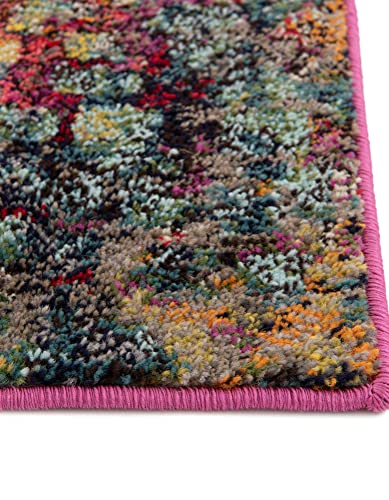 Unique Loom Jardin Collection Colorful, Vibrant, Abstract, Modern Area Rug, 5 Ft 0 X 8 Ft 0 Rectangular, Multi/Blue #TOP3
