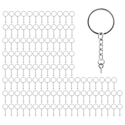 yakermur Juego de llaveros divididos para la fabricación de llaveros, 120 llaveros de metal con pasadores de rosca, 25 mm de diámetro, niños y adultos