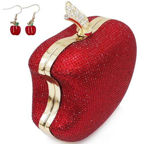 Image of pearl&she Sparkly Apple Rhinestone Handbags Diamond Women Evening Bags Bling Minaudiere Clutch Crystal Purses For Party.