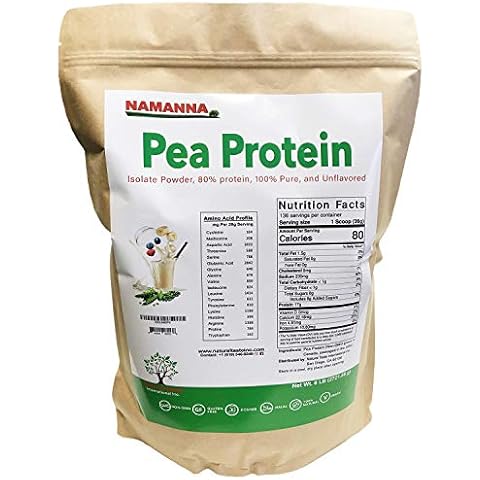 NAMANNA Pea Protein Powder (80% Protein) – 6 lb, Non-GMO, Vegan, Kosher, Halal, Gluten Free, Dairy Free, Soy Free, Hypoallergenic, 100% Pure, Unflavored, Plant Based Protein, Keto Friendly Cover