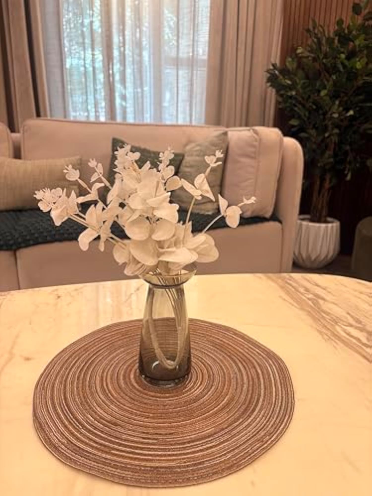 Round Braided Placemats, Brown, Boho Table Mats