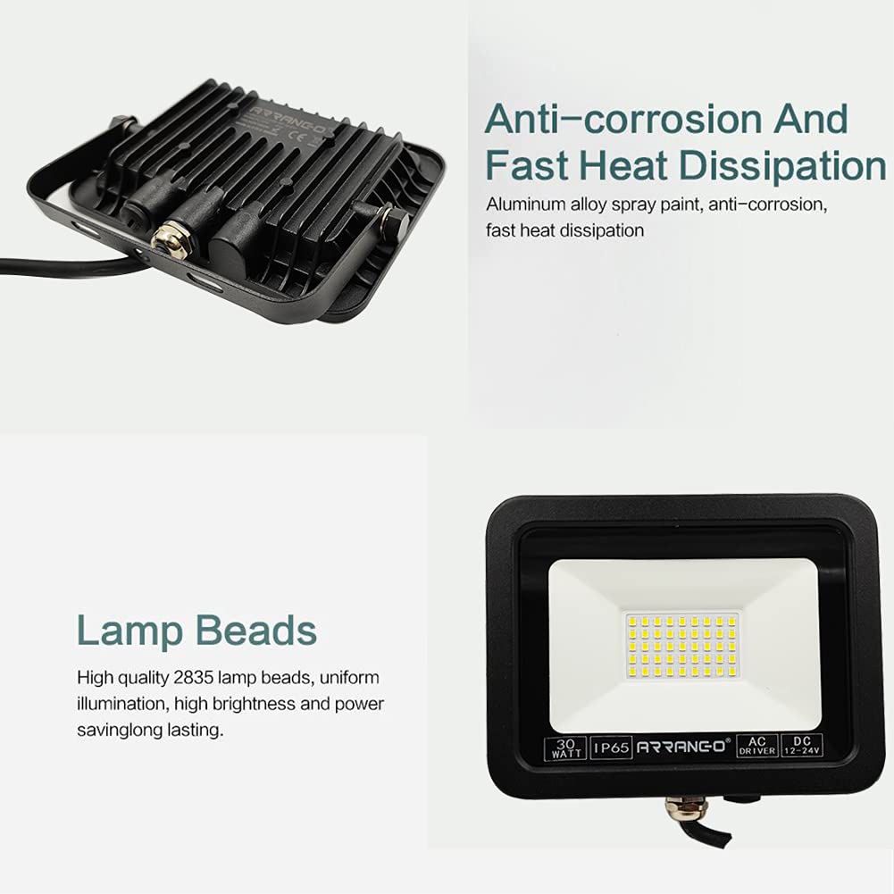 Faretto LED Esterno 30W - 2400 Lm, IP65, 12V, Bianco Freddo 6000K, Per Giardino - Foto 7