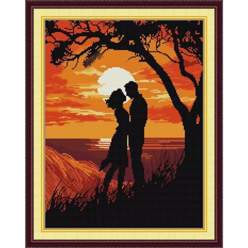 Image of Stamped Cross Stitch Kits Full Range of DIY Needlepoint for Adult Beginners Lovers Pattern, for Gift and Home Decor 14CT 2 Strands 13.4x16.9 inch