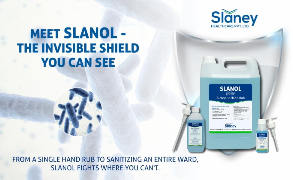 Image of Slanol Alcoholic Hand Rub - 500ml Surgical Grade Hand Sanitizer with 75% Isopropyl Alcohol & Moisturizer, Kills 99.9% Germs, Professional Disinfectant for Medical & Home Use (Pack of 2)