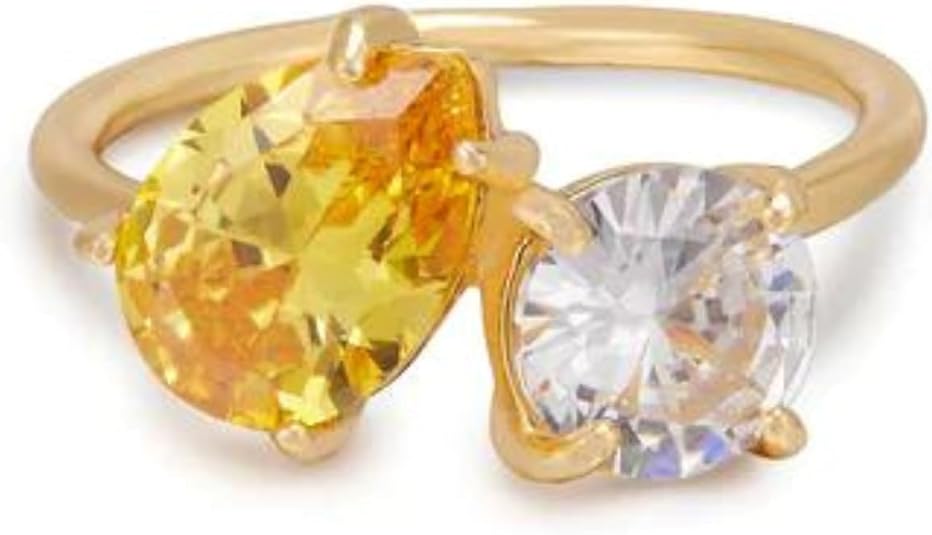 Ettika Gold Ring. 18k Gold Plated, Rings for Women. Colorful Crystals Toi Et Moi Forever Statement Ring - Create Stunning Sun-Kissed Polka Dot Aura Nails