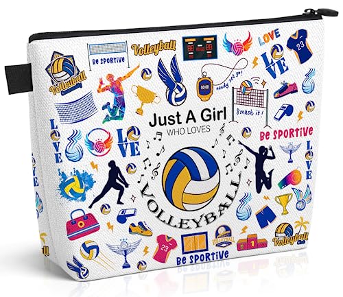 Volleyball Makeup Bag for Teens Girls, Volleyball Christmas Gifts Volleyball Cosmetic Bag Pouch Accessories for Players Teams Stuff, Sport Party Favors Birthday Graduation Gifts for Her Women Friends