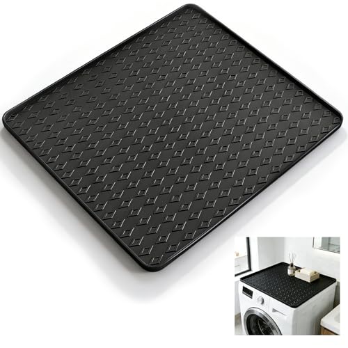 Image of 23.6 inchx19.7 inch Non-Slip Silicone Mat with Raised Edges for Washer, Leak-Proof Drip Tray, Fridge Mats & Water Cooler Mat, Under Sink Appliance Mat for Home Improvement & Kitchen(Black)