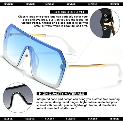 SUNBSR Fashion Oversized Sunglasses for Women Men Trendy Square Siamese One Piece Sun Glasses3