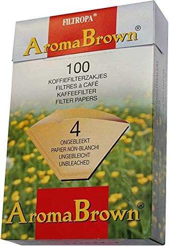 Filtropa Unbleached Disposable Coffee Filter Cone, Number 4-Size Filter, Brews 8 to 12-Cups, Box of 100 by Filtropa