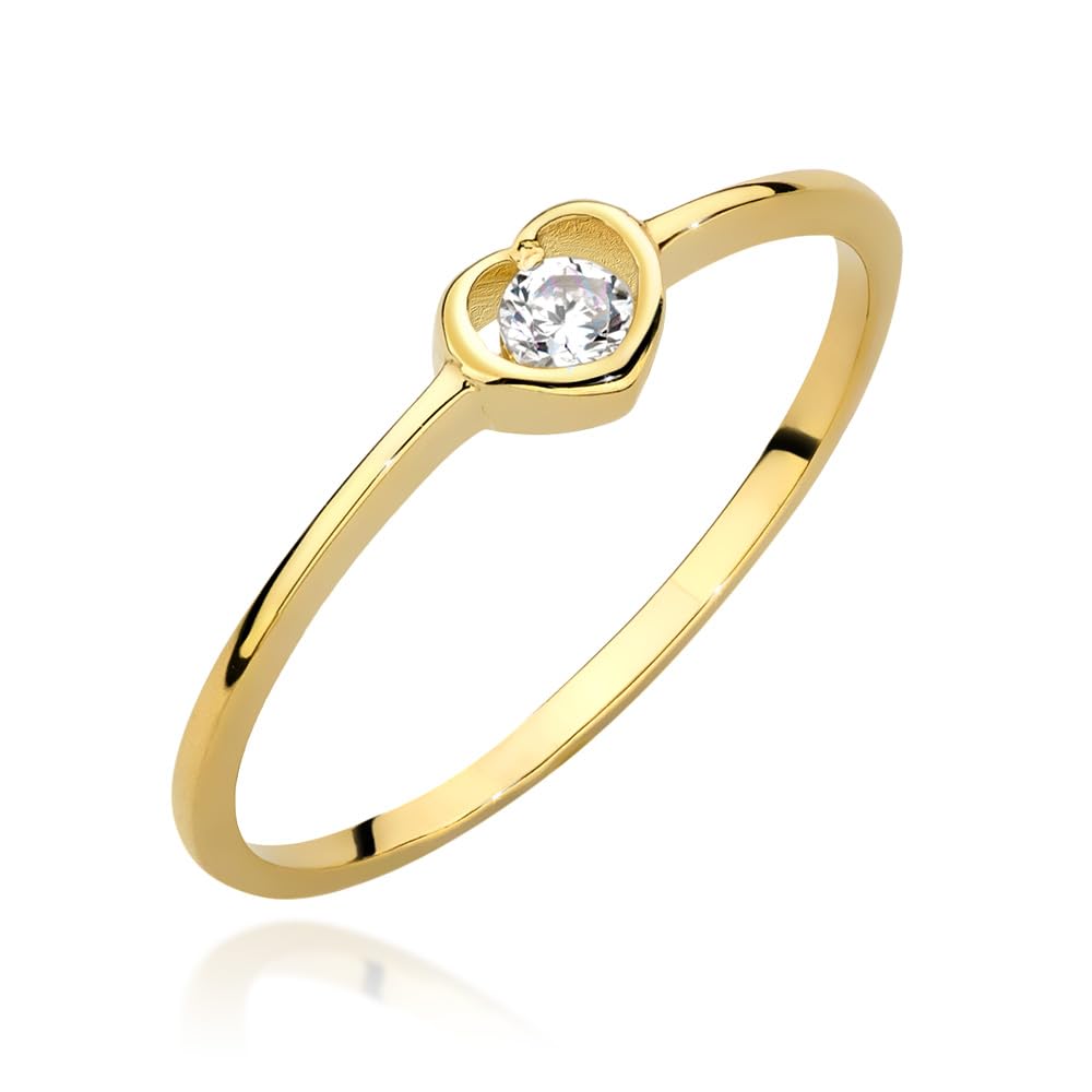 MARKO Damen Ring aus 333 Echtgold (8K) mit Zirkonia im Herzdesign – Zarter Goldring als Geschenk oder Verlobungsring | Eleganter Vorsteckring Schmuck Gold