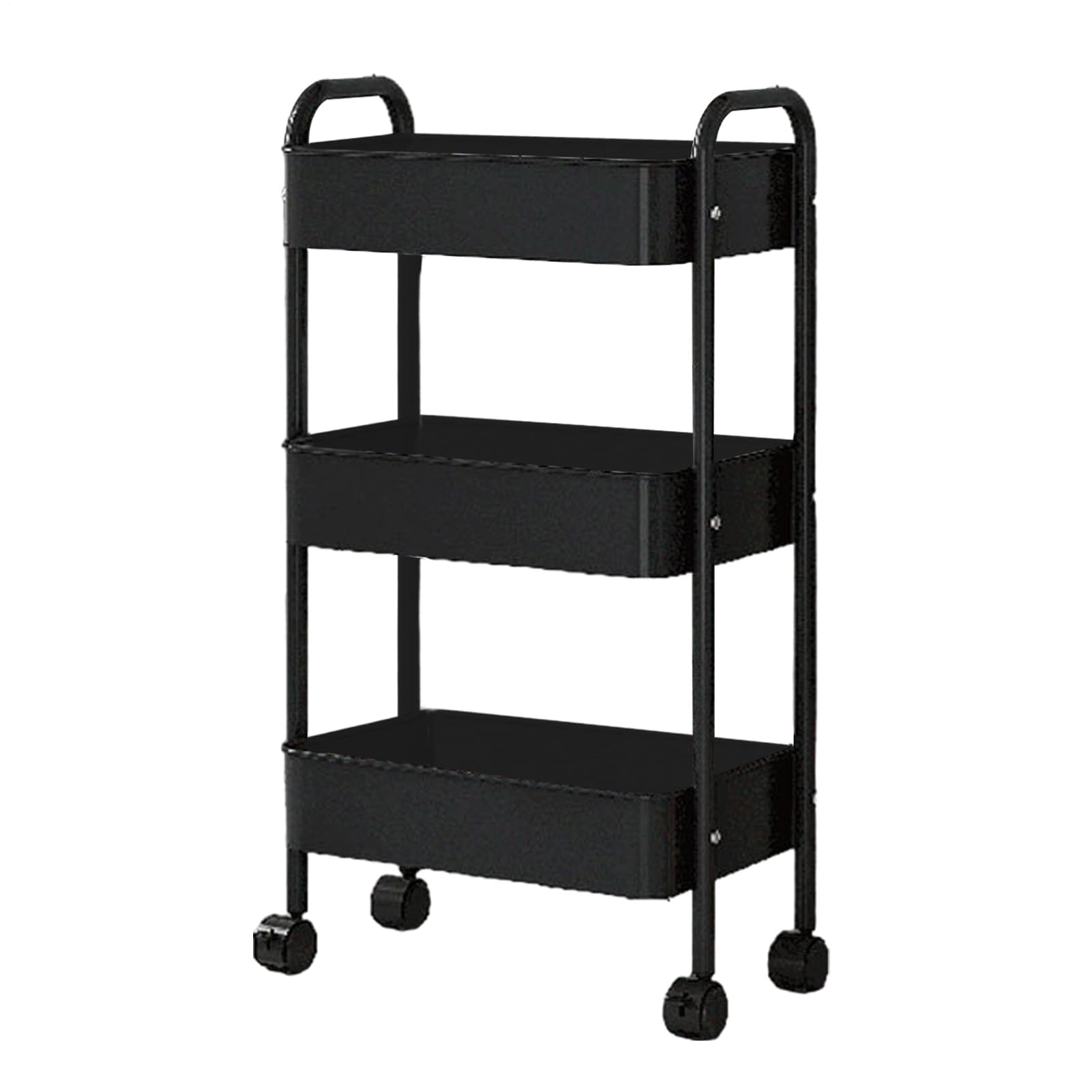 Carrito rodante versátil de 3 niveles para cocina y oficina con asa, perfecto para dormitorio, baño, lavandería y espacios reducidos