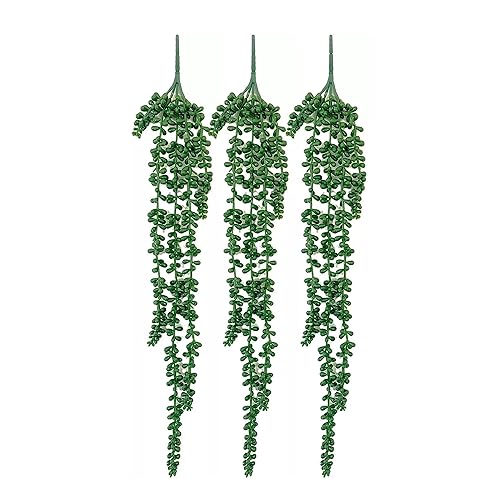Best Artificial Hanging Plants for Your Home 51 TIED RIBBONS 3 Pc Artificial Hanging Succulents Plants String of ...