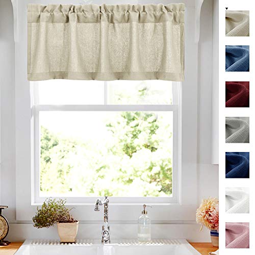 18 inch Valances for Windows Privacy Casual Weave Semi Sheer Kitchen Curtain Valance