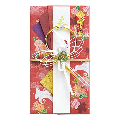 マルアイ 祝儀袋 結婚式 デザイン 和風 鶴コレクション 華 赤 5枚 キ-638R×5P