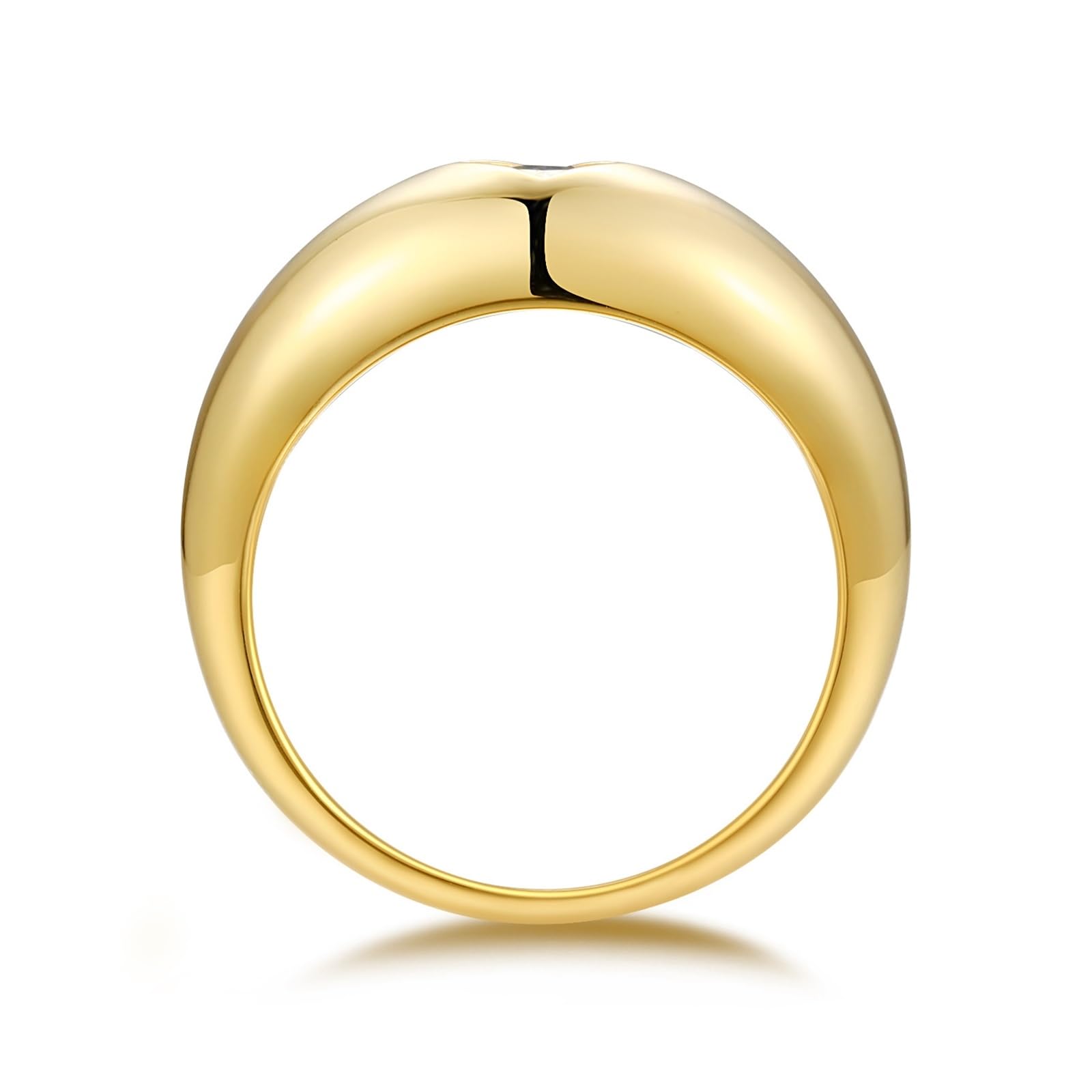 Anillos de compromiso de oro, oro amarillo, anillos gruesos de oro auténtico, anillos de boda con moissanite 0,5 ct para mujer