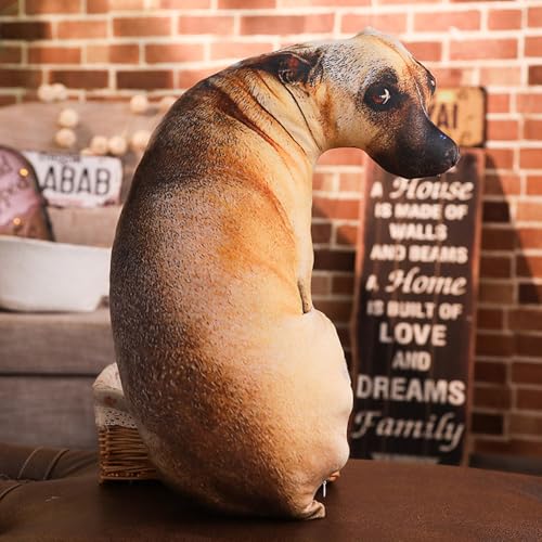 NatureMan Dekokissen 3D Hund, Simulation, Hundenkissen, 50 cm, lustiges Plüschtier Kissen für Sofa, Stühle, Wohnaccessoires (Chart)