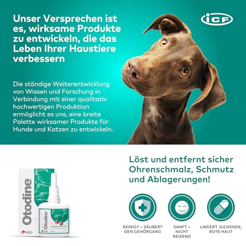 Otodine Ohrenreiniger Hund, Hund Ohrentropfen stoppen Ohren Entzündungen und Juckreiz, Haustier Ohrreiniger für Hunde und Katzen, Hundeohrreinigungslösung, Hundeohrschmalz, Schmutz, Geruchsentferner