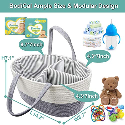 Diaper Caddy Organizer -Cotton Rope Nursery Changing Table Storage Basket Organizer for Baby Boys Girls Shower Gifts -Newborn Essentials Must Haves,Baby Registry Basket