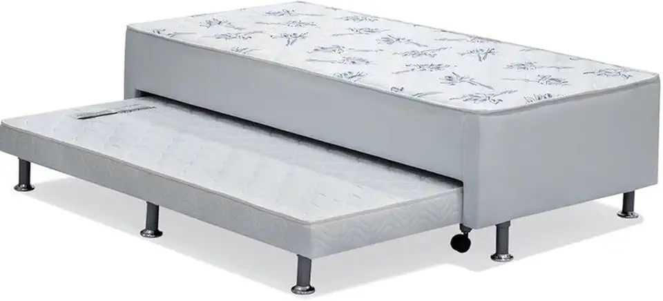 Cama Box Conjugado Solteiro Cama Auxiliar (88x188x37) - Ortobom Branco