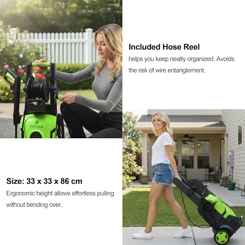 2026NEW Pressure Washers w/ 8 Level Touch Screen 100-200bar, Coverage: max. 60㎡/h, Foam Cannon and Adjustable 6-in-1 Nozzles, Jet Washer Power Washers for Patio/Car/Home Cleaning - Image 6