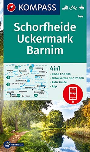 KOMPASS Wanderkarte Schorfheide, Uckermark, Barnim: 4in1 Wanderkarte 1:50000 Mit Aktiv Guide Und Detailkarten Inklusive Ka... 
