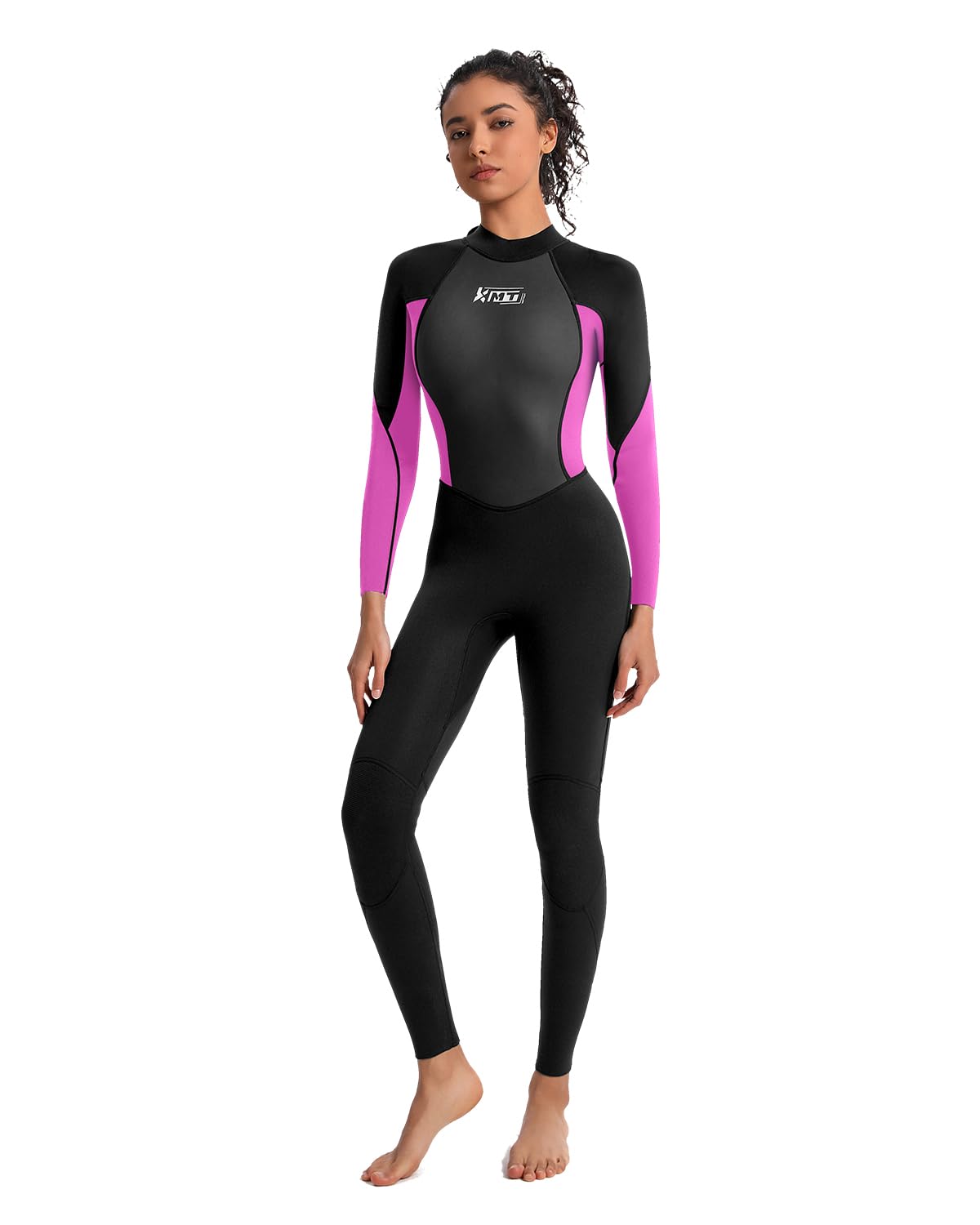 KMT Women Wetsuit, Womens 3/2mm Wetsuits Full Upgrade CR Neoprene Wet Suits Back Zipper