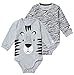 Tiny One Lot de 2 bodies à manches longues pour bébé - En coton biologique certifié GOTS - Imprimé gris mélangé - Multicolore - Small