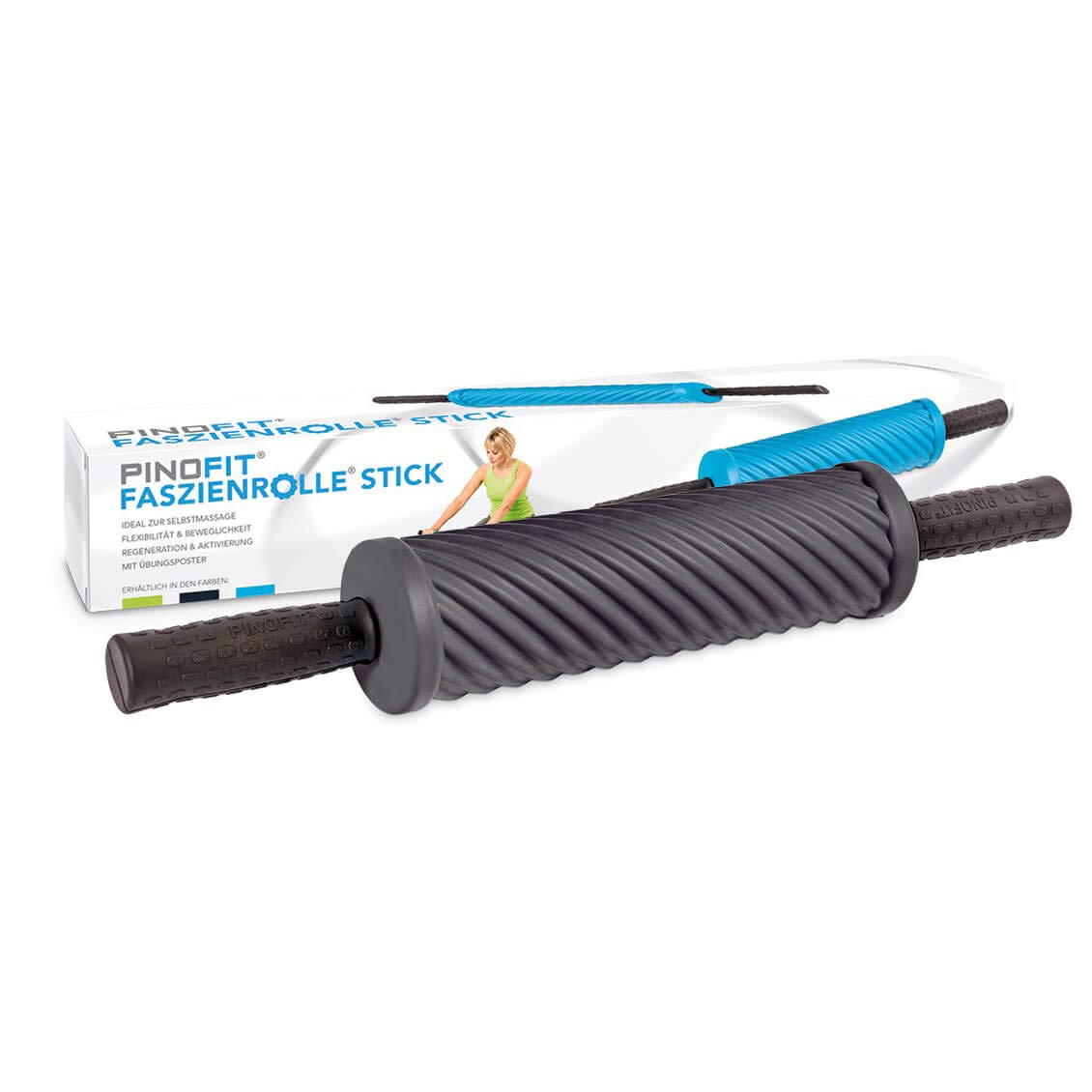 PINOFIT Faszienrolle Stick in 3 tollen Farben Markt (Schwarz)