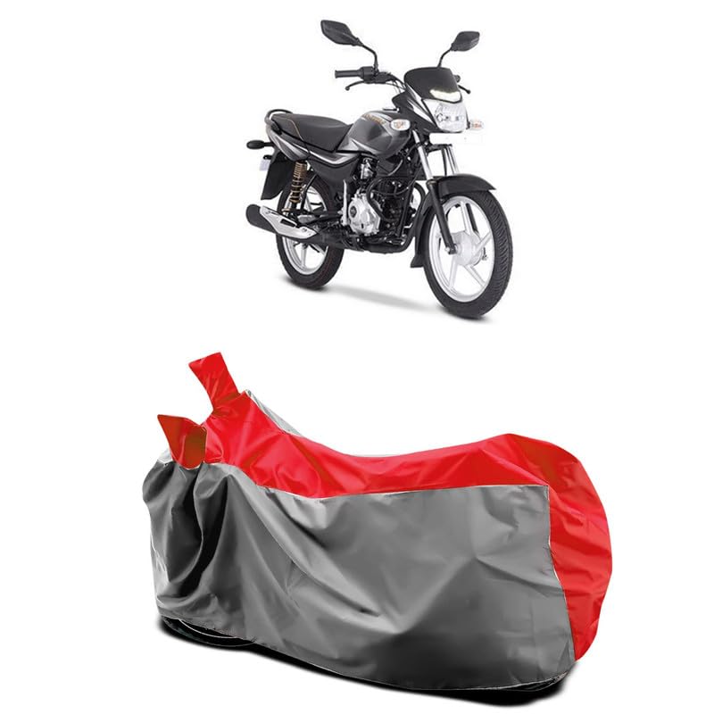 Image of DUFFEL-Two Wheeler Bike Body Cover Compatible for Bajaj Platina 100 Bs6 Heat Protectio /UV-Rays /Birds Dropping /DustProof /Waterproof All Variants [Gray Red]