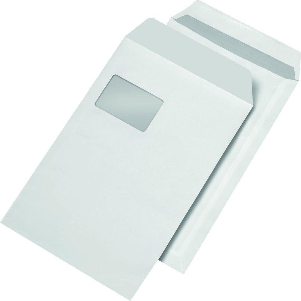 250 Envelope Mailers C4 Self-Adhesive with Window White 9.02"x12.76"